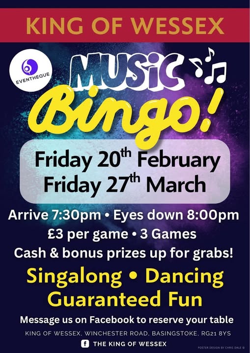 Music Bingo at King of Wessex in Basingstoke