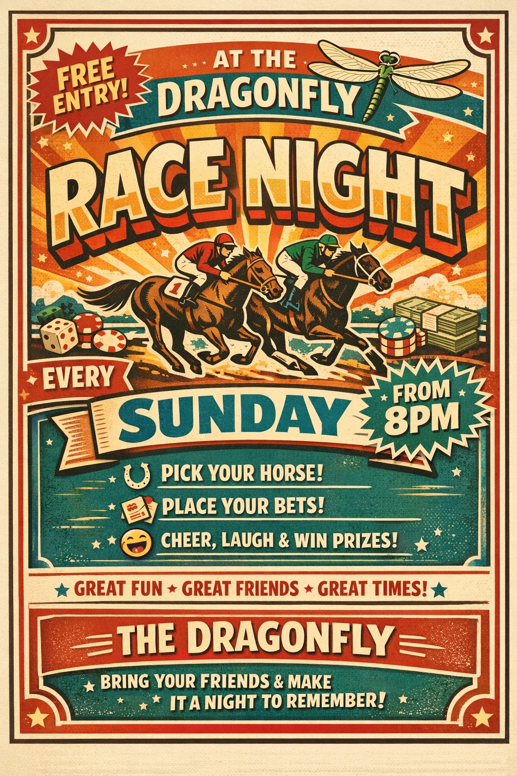 Sunday Night Race Night at The Dragonfly in Basingstoke